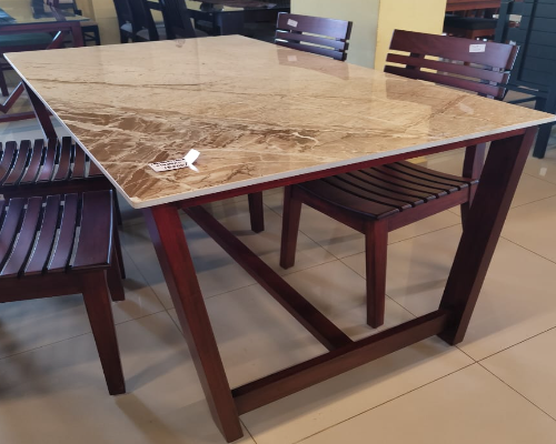117.5 X77.2 Oodi Care Dining Table [Wallnut Colour-Artificial Marble-15]